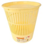[9579] Corbeille à Papier TECHNO en PP 16L Ronde Jaune Pastel
