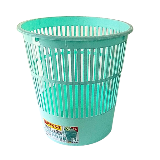 [9582] Corbeille à Papier TECHNO en PP 16L Ronde Vert Pastel