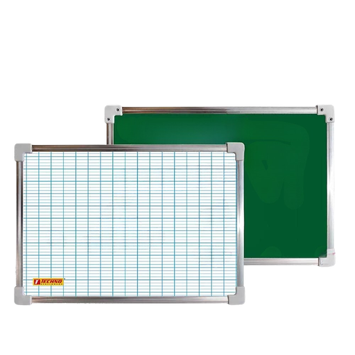 [9685] Ardoise TECHNO Double face Blanc Vert Cadre en Aluminium  20×30 cm