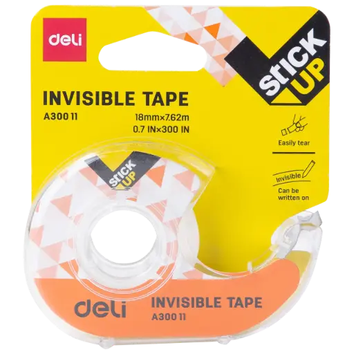 [A30011] Rouleau de scotch DELI A300 11 invisible Tape 18mm x 7.62m avec dévidoir