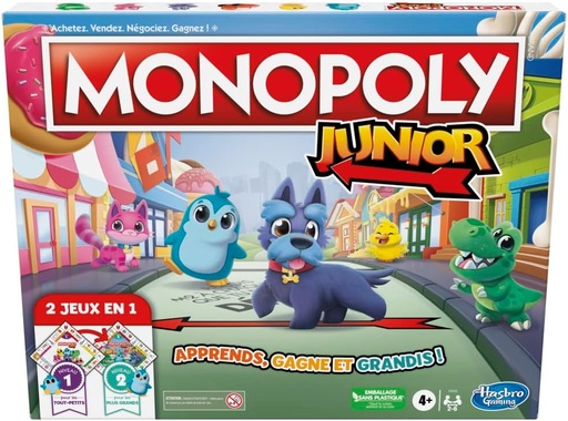 [A69845960] Jeu de Société HASBRO GAMING Monopoly Junior Mon Premier Monopoly Nouveaux Pions 2-6 joueurs ‎4 ans et plus