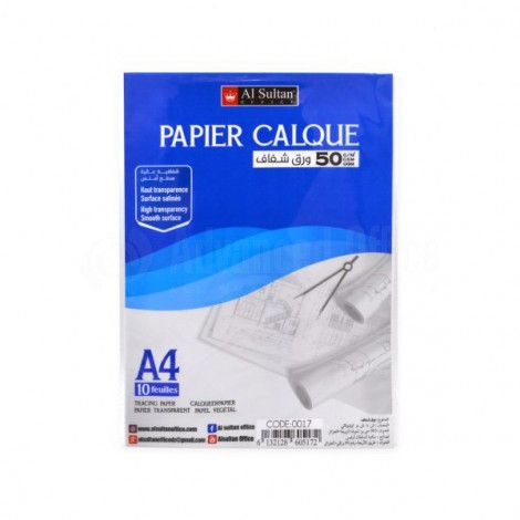 [AL-SULTAN_0017] Papier Calque AL SULTAN A4 Pochette de 10 Feuilles