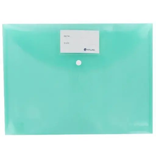 [AS-F10033] Pochette Enveloppe ATLAS Vert Transparent à Bouton