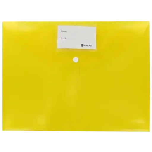 [AS-F10034] Pochette Enveloppe ATLAS Jaune Transparent à Bouton
