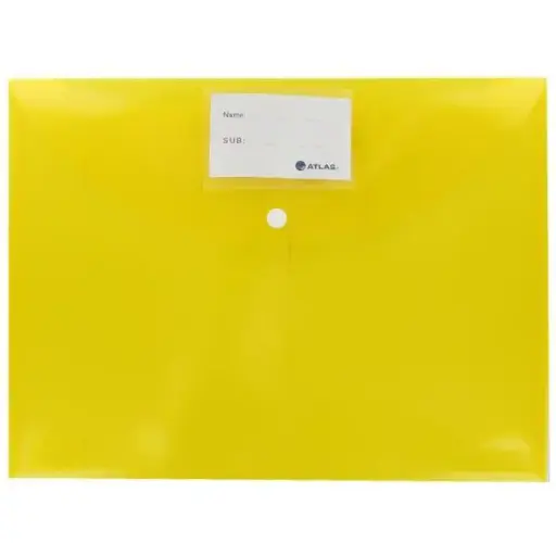 [AS-F10034] Pochette Enveloppe ATLAS Jaune Transparent à Bouton