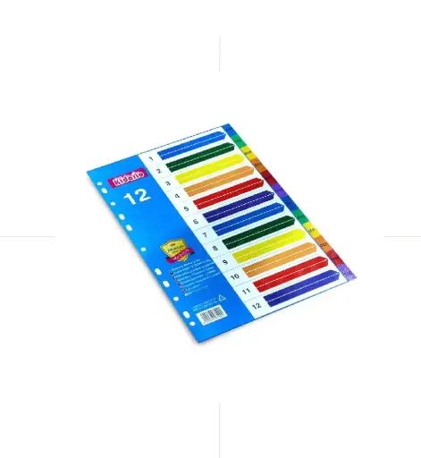 [AS-F28412] Intercalaire ATLAS 1-12 en PP A4 Multi-Couleurs