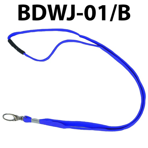 [BDWJ-01/B] Cordon Pour Badge 1cm en Tissu Bleu avec Sécurité