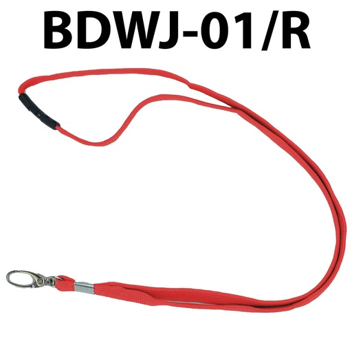 [BDWJ-01/R] Cordon Pour Badge 1cm en Tissu Rouge avec Sécurité