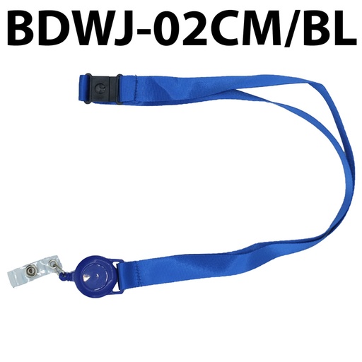 [BDWJ-02CM/BL] Cordon pour Porte Badge Yoyo 2cm avec Sécurité Bleu
