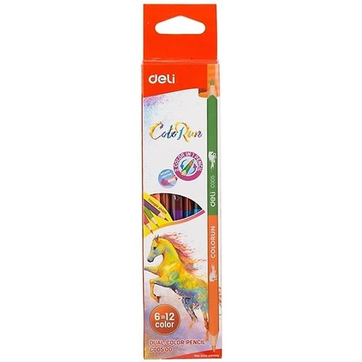 [C00500] Crayons De Couleur DELI ColoRun C005 Double Tête Boite De 6