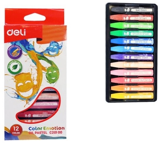 [C20100] Crayons De Couleur En Cire DELI Color Emotion Boite De 12 Mini