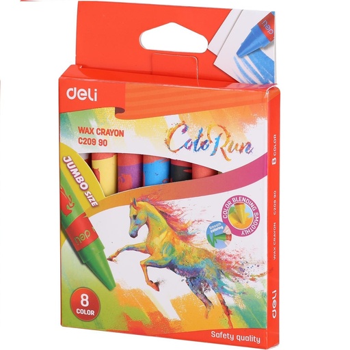 [C20990] Crayons De Couleur En Cire DELI Wax Crayon ColoRun Jumbo Boite De 8 Mini