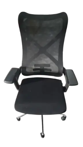 [OP-ONDA] Chaise Directionnelle Filet Avec Accoudoirs En Plastique à Hauteur Réglable Noir Piétement Métallique Chromé