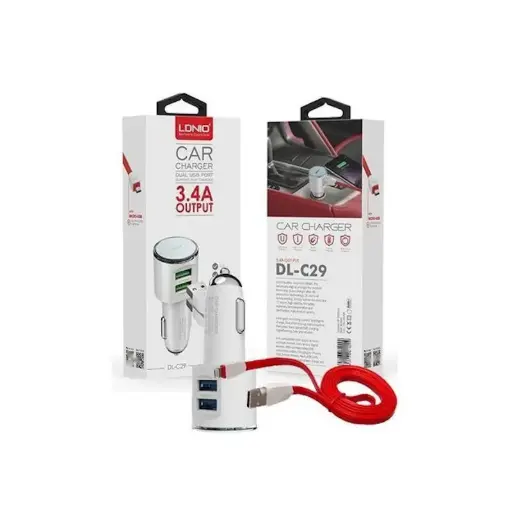 [C701Q] Chargeur Automobile LDNIO C701Q 3 Ports USB 2.4A Auto-ID 1 Port USB 4.2َََA QC 3.0 Avec Câble Data Pour Téléphone Portable Android