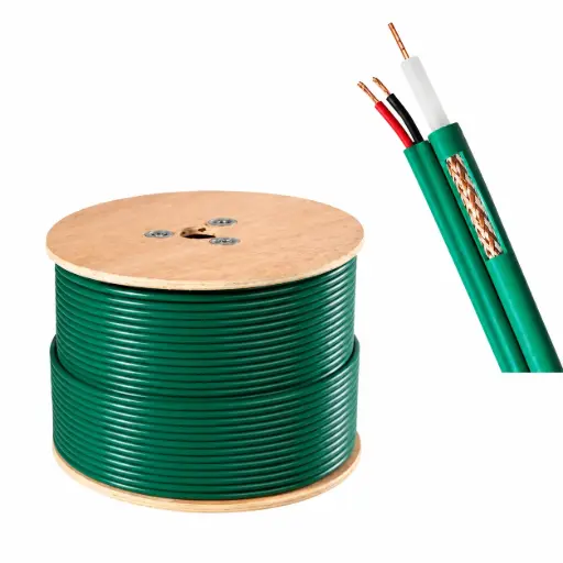 [CBL-RG59-V] Câble Coaxial RG59 Vert Avec Alim