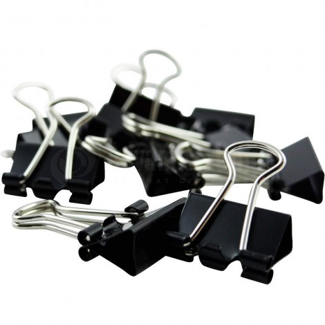 [CLIP-15] Binder Clips 15mm Noir Boite de 12 Pièces