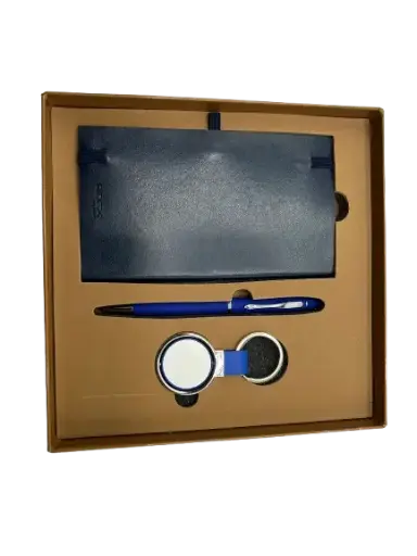 [COF3-SAHARA] Coffret RIDEX 3 Pièces Notebook A6 Souple Porte Clé Stylo avec Gomme