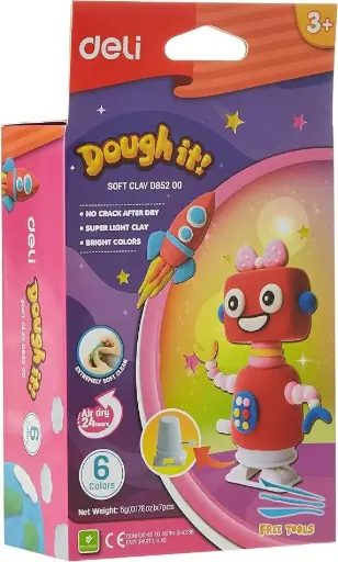 [D85200] Pâte à Modeler DELI Doughit Soft Clay   Multi-Couleurs Ensemble Robot D'argile Molle avec Dépliant