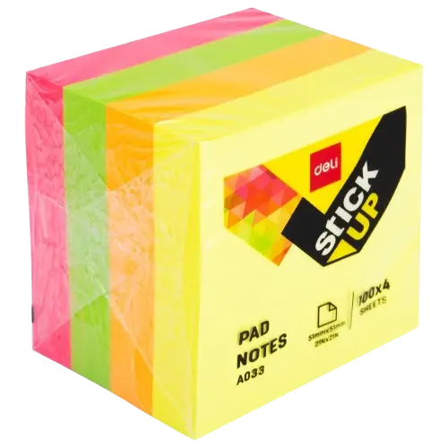 [EA03303] Post it DELI Stick UP A030 Pad Notes 51x51mm Multi-Couleurs  4 x 100 Feuilles