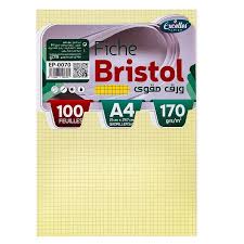 [EP-0070] Fiches Bristol EXCELLES Quadrille A4 170g/m² Jaune Paquet de 100 Feuilles