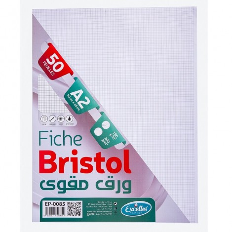 [EP-0085/EP-0086] Fiche Bristol EXCELLES A2 Quadrille 180 g/m² Blanc Paquet de 50 Feuilles