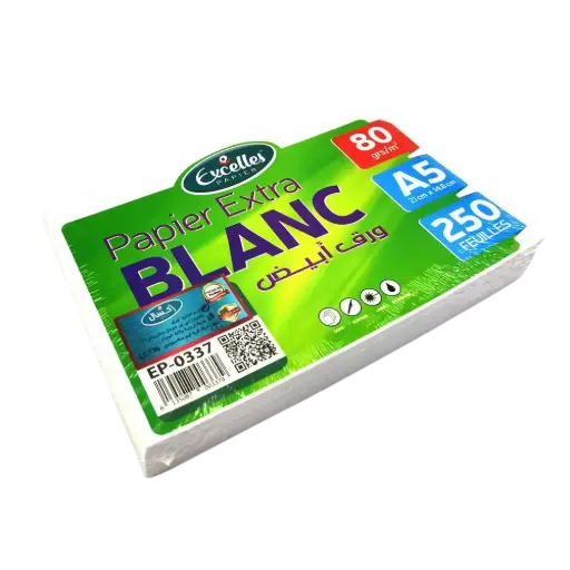 [EP-0337] Rame de 250 de Papier Extra Blanc EXCELLES A5 80g/m² 
