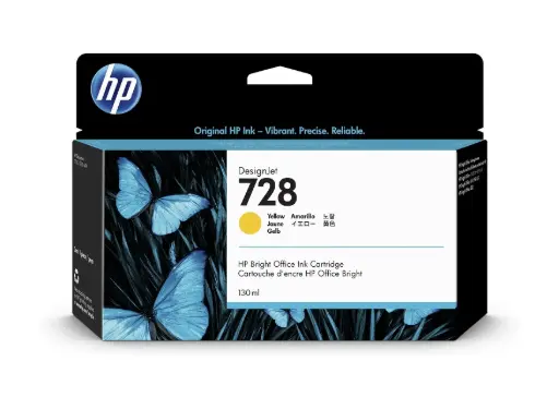 [F9J65A] Cartouche D'encre HP 728 Yellow pour Traceur     Designjet T730 T830 