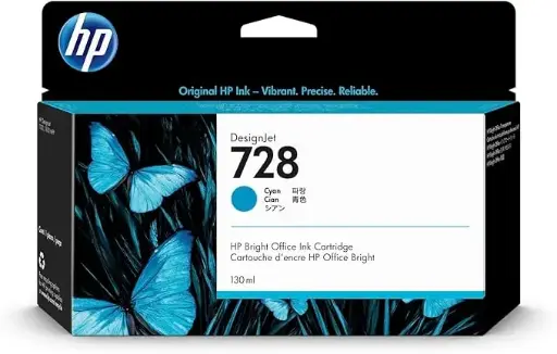 [F9J67A] Cartouche D'encre HP 728 Cyan pour Traceur   Designjet T730 T830 