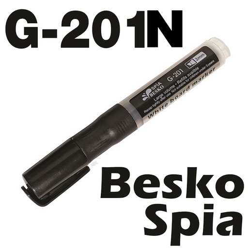 [G-201N] Marqueur Tableau Blanc BESKO Rechargeable Spia Coupé Noir