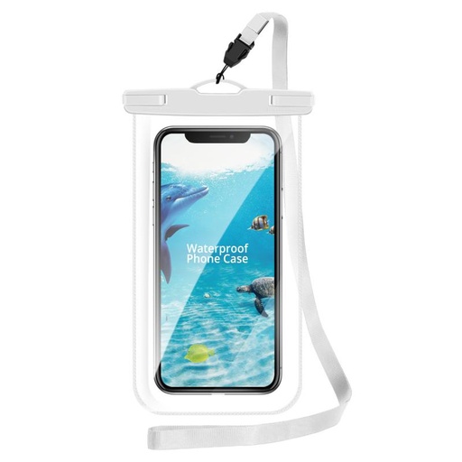 [GF-2935W] Sac étanche pour Téléphone portable à porte au cou Transparent Blanc