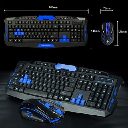 [HK-8100] Kit Clavier et souris sans fil HK8100  Gamer ergonomique Multimédia