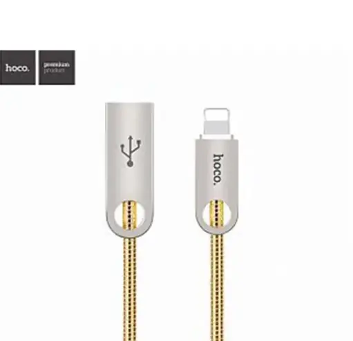 [HOCO-U8-GLD] Câble Data Lightning/USB HOCO U8 Zinc Alloy Metal 1m Gold