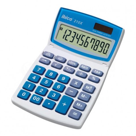 [IB410154] Calculatrice De Bureau IBICO 210X 10 Chiffres Blanc et Bleu