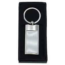 [J30124] Porte clé métallique rectangulaire argent