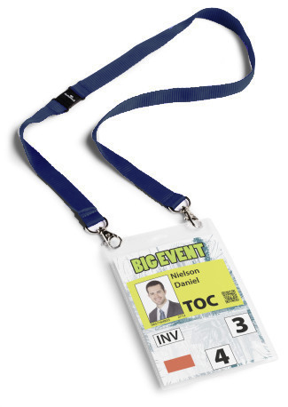 [JDWJ-04/B] Cordon Pour Badge 20mm Double Sécurité Bleu