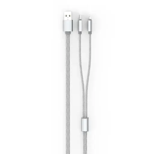 [LC86] Câble Data LDNIO LC-86 Two In One USB Vers Lightning Et Micro USB Flat 1.1m Métal Pour Android/iOS