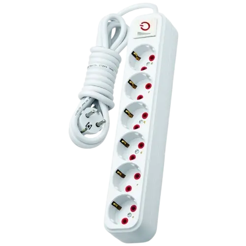 [M6P5-BMS] Multiprise BMS 6 prises 3 pôles 5m 220/250V 16A avec Interrupteur