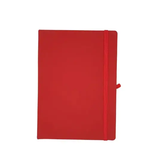 [NB-A4R] Notebook B5 200 pages Couverture PU à Fermeture élastique avec Boucle pour stylo Rouge