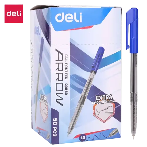 [Q01130] Stylo à Bille DELI Q011 30 Arrow Extra Smoth Writing 1.0mm Bleu
