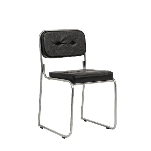 [TCC114H/114 H] Chaise Visiteur Luge En Simili Cuir Sans Accoudoir Noir